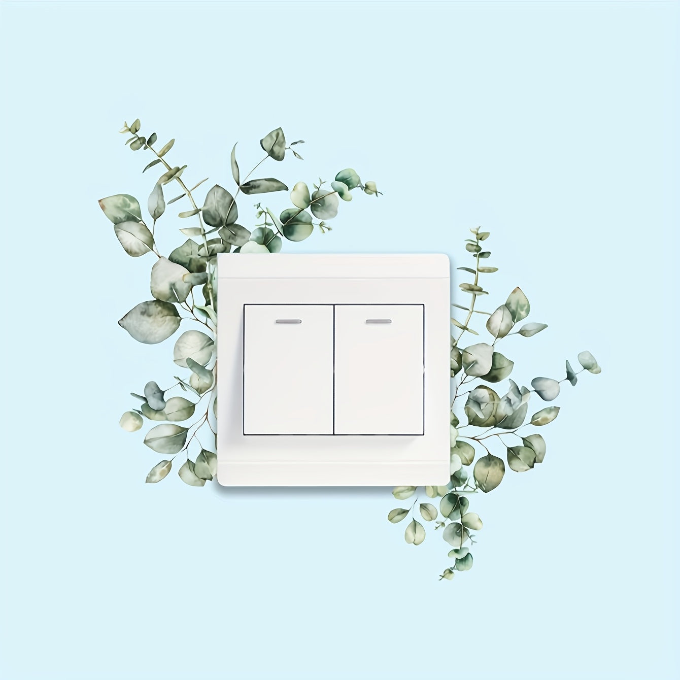 Wall Stickers Green Plant Leaves for Switch Outlet