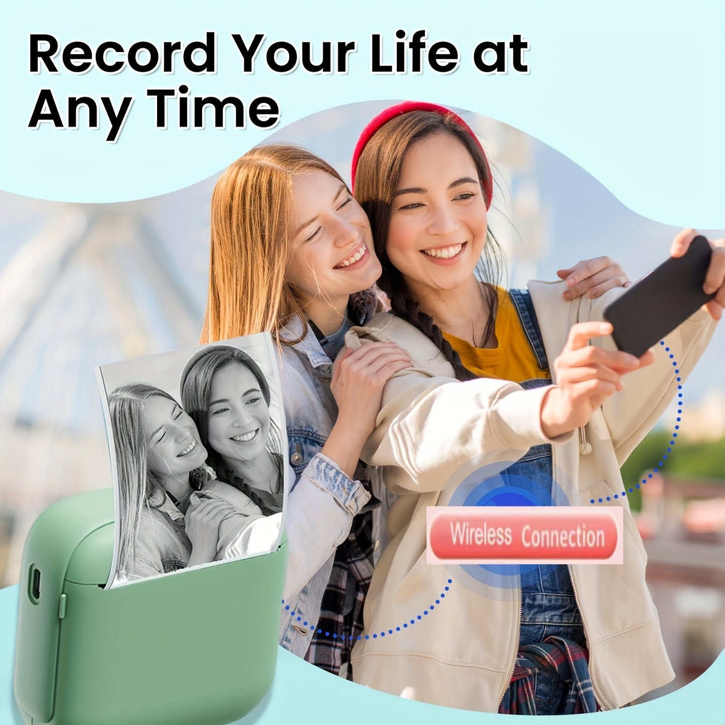 Portable Thermal Printer, Instant Print, Compatible with iOS/Android Devices