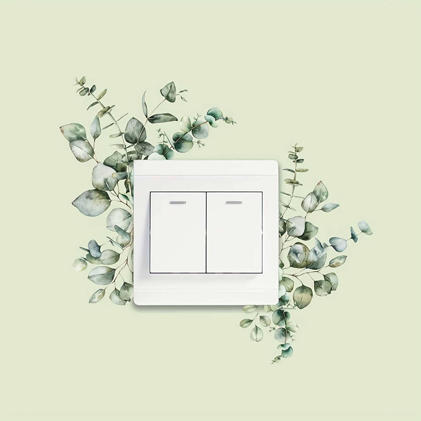 Wall Stickers Green Plant Leaves for Switch Outlet