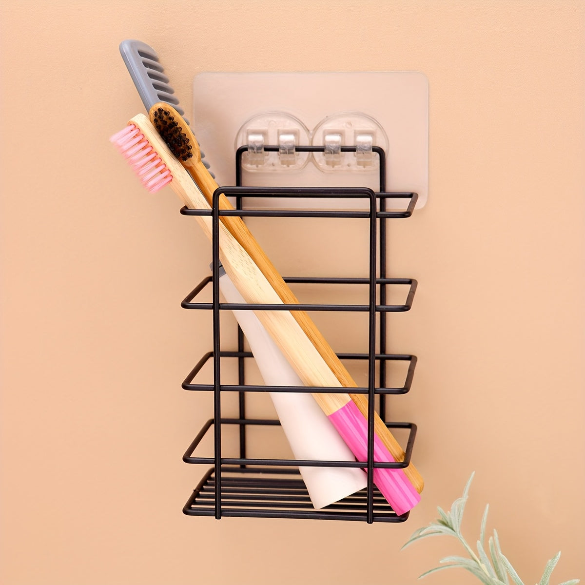 Iron Wall-Mounted Storage Rack Bathroom Toothbrush Holder