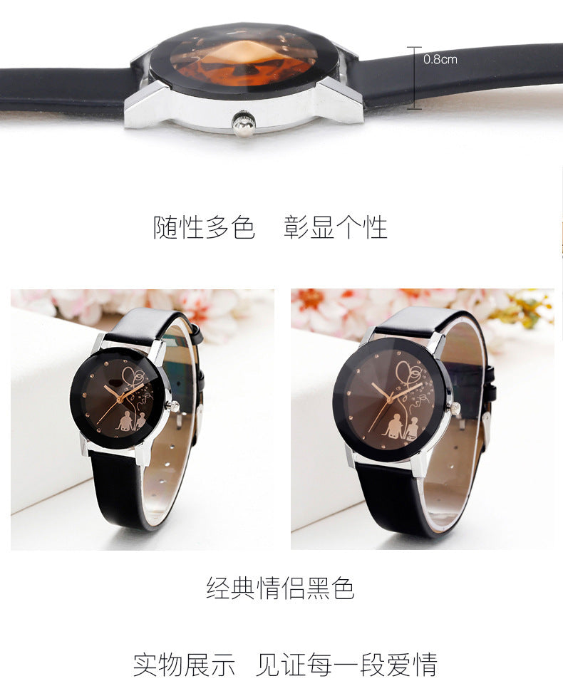 1/2PCS Fashion Quartz Watches Couple Fashion Simple Ladies Wristwatches Rhinestone Black Couple Watch Set Couple Gift