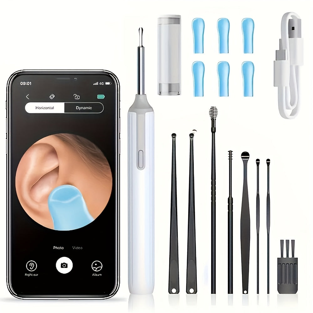 Earwax Removal Tool, 8pcs Ear Care Set, Earwax Cleaner with Camera