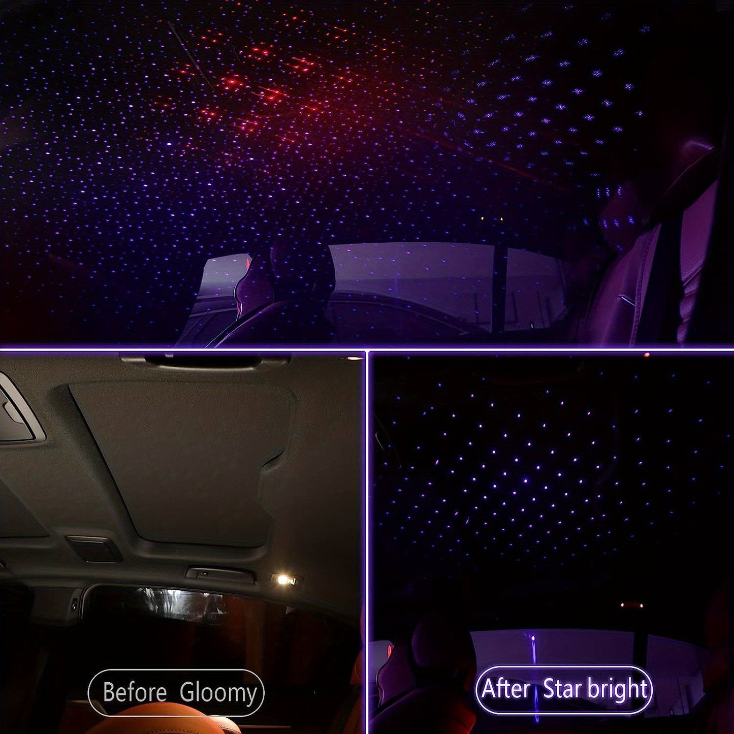 USB Starry Night Sky Projector Light - Adjustable LED Strip for Car Roof & Bedroom,Romantic