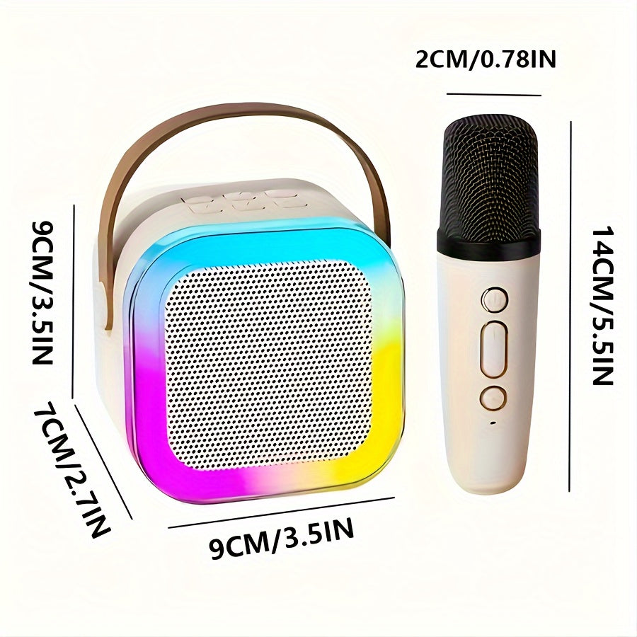 Mini Portable Colorful Karaoke System with 1 or 2 Wireless Microphones - Colorful LED Disco Lights