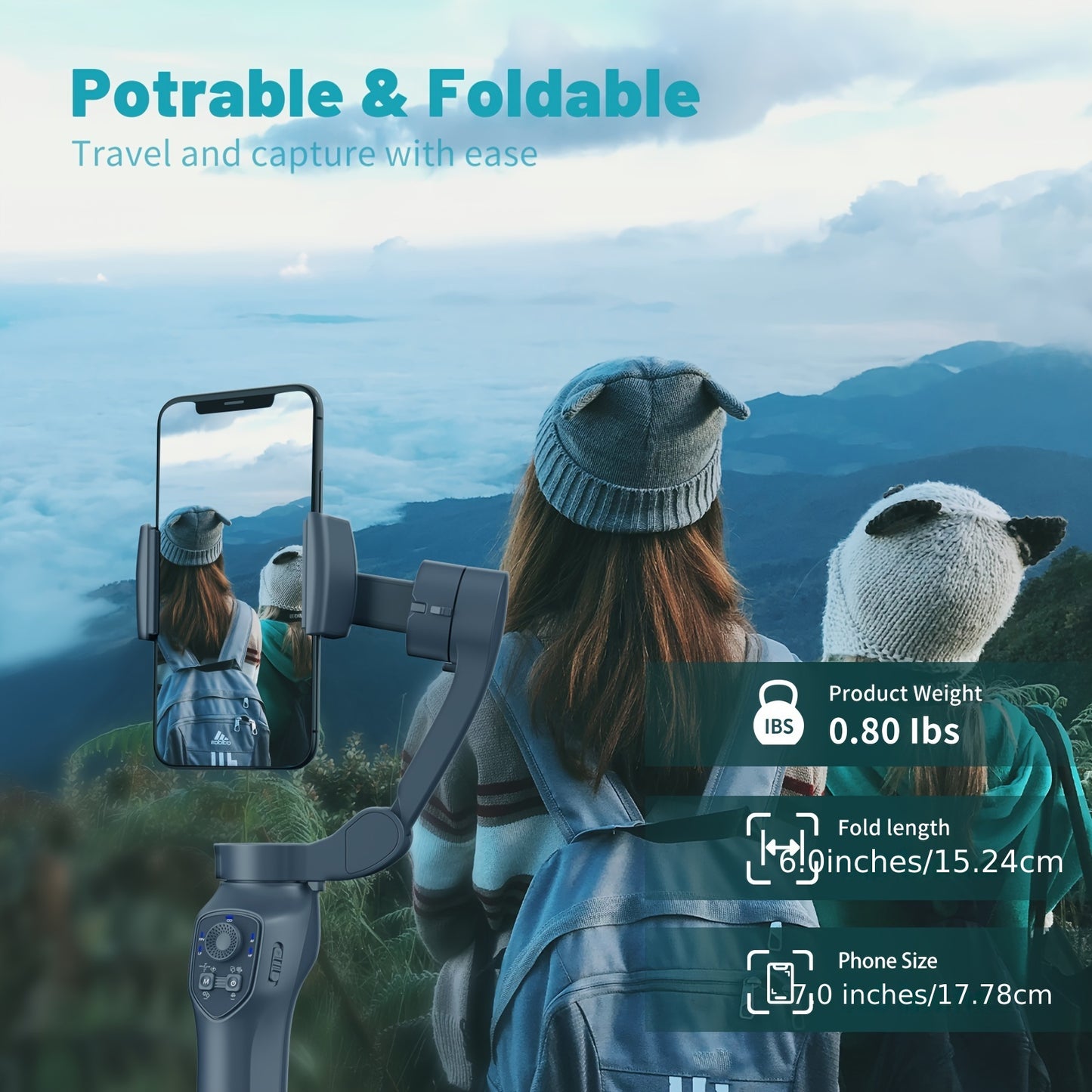 COMITOK L7C smart 3-axis handheld gimbal, can be used for shooting smooth videos