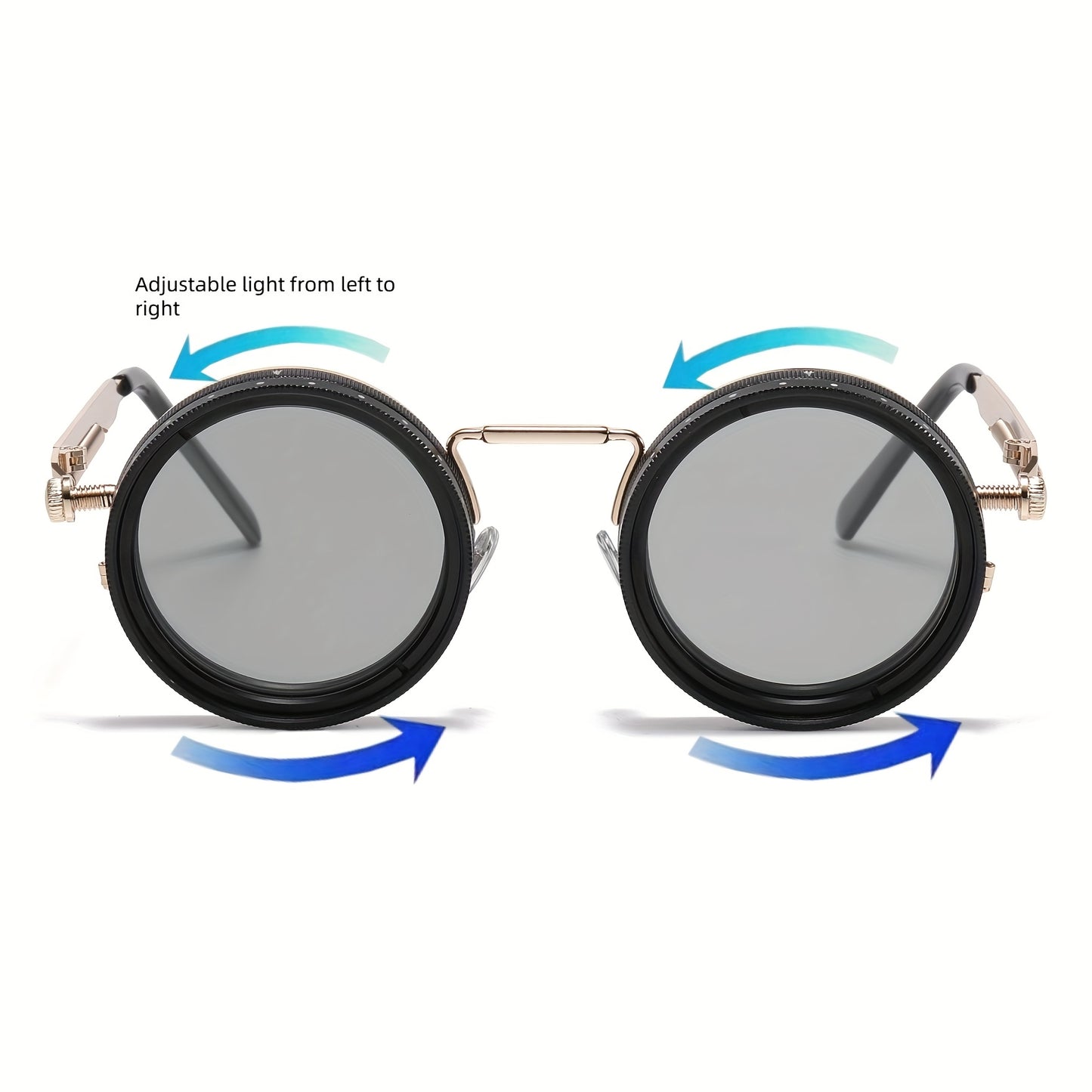 Punk Style Round Fashion Glasses with Rotating Lens for Men & Women