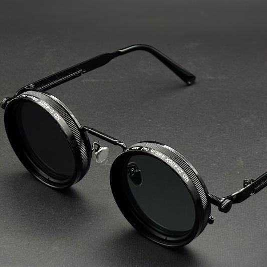 Punk Style Round Fashion Glasses with Rotating Lens for Men & Women