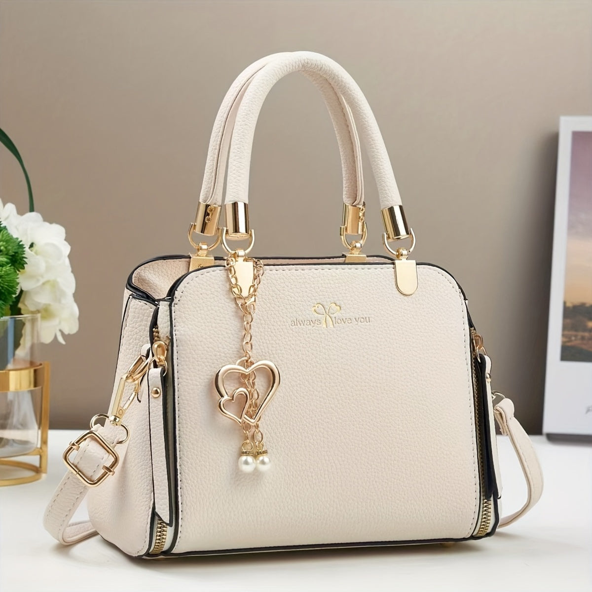 Women'S Handbag Light weight Beautiful Heart Charm Elegant