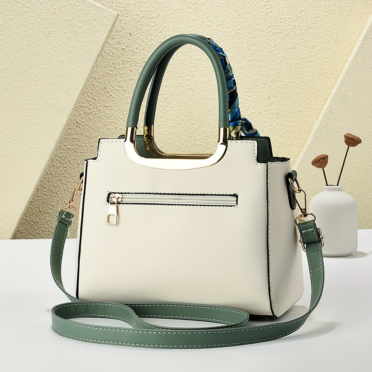 Women Colorful Handbag with Random Scarf Color Embroidered