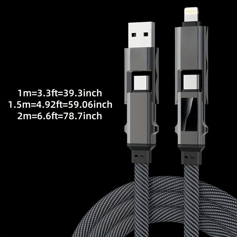 Macha Zinc Alloy 240W MAX 5A 4-in-1 High-Speed Charging Data Cable Data Transfer