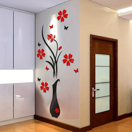 3D Wall Flower Tree Stickers, Crystal A Beautiful