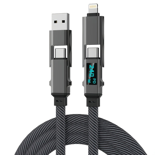 Macha Zinc Alloy 240W MAX 5A 4-in-1 High-Speed Charging Data Cable Data Transfer