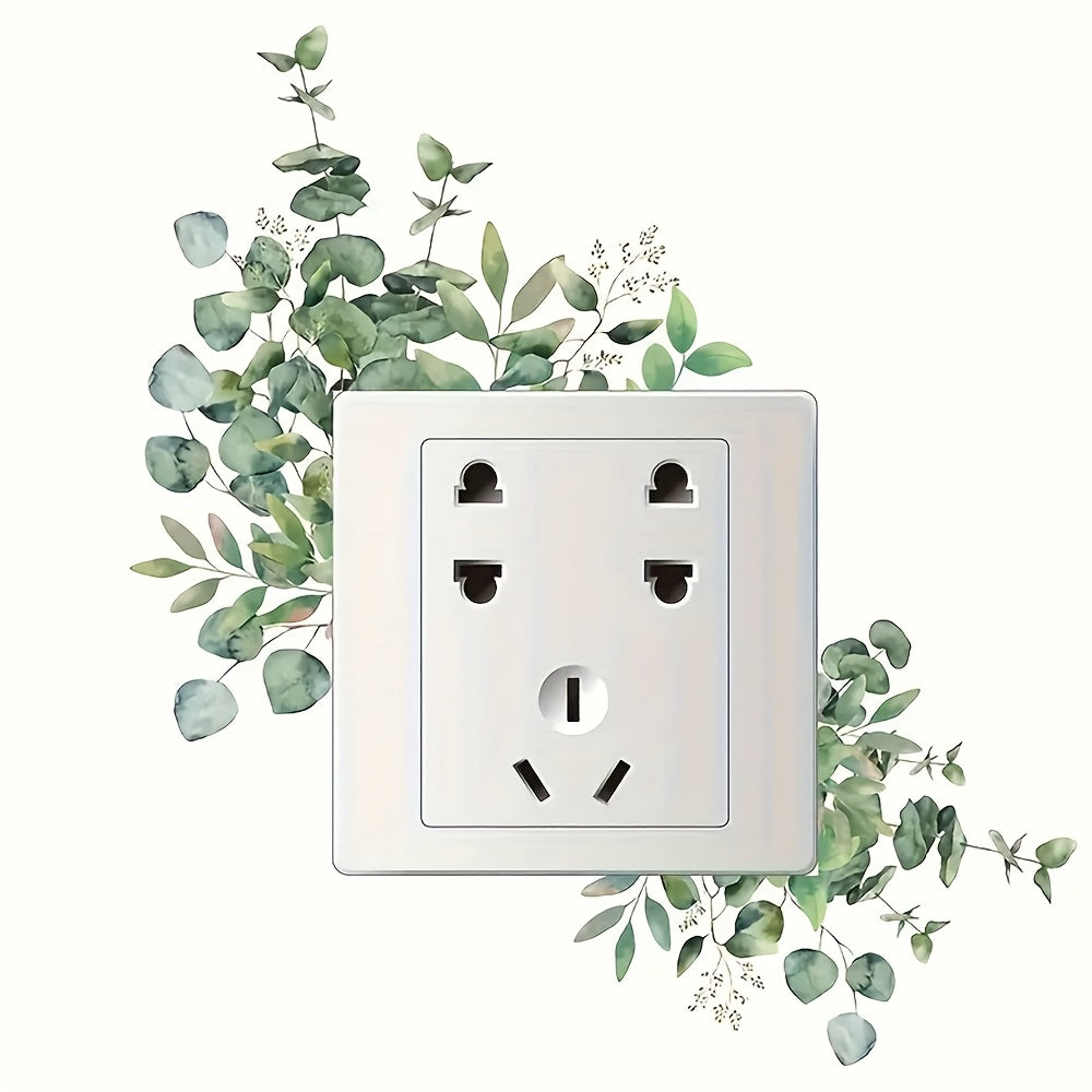 Wall Stickers Green Plant Leaves for Switch Outlet