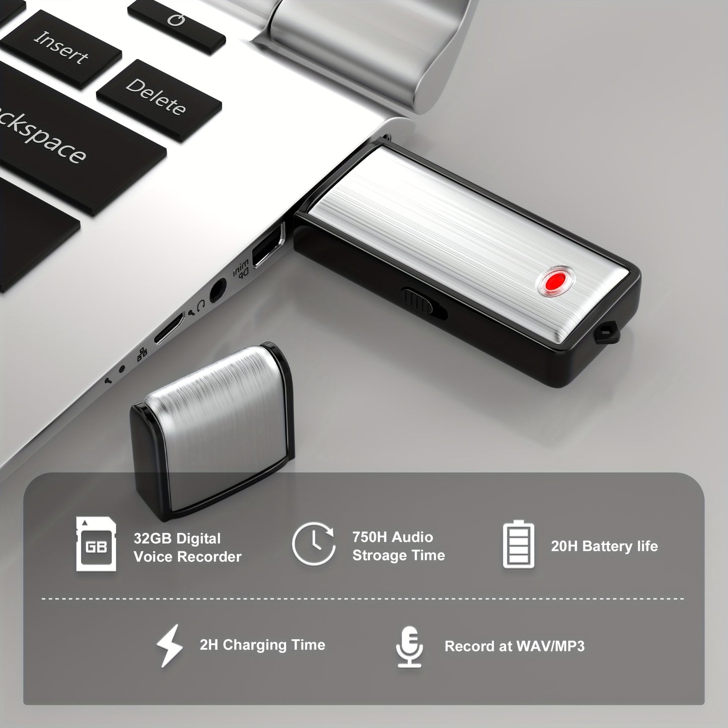 Digital Recorder, 32/16GB USB Recording Device
