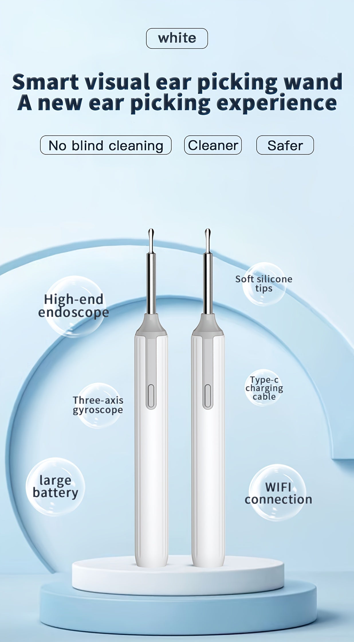 Earwax Removal Tool, 8pcs Ear Care Set, Earwax Cleaner with Camera