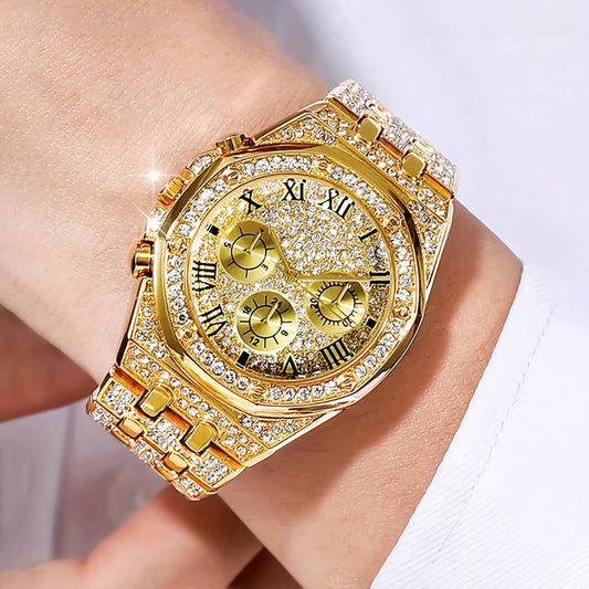 Ladies' Fashionable  Luxury Watch with Rhinestones Present for Mom.