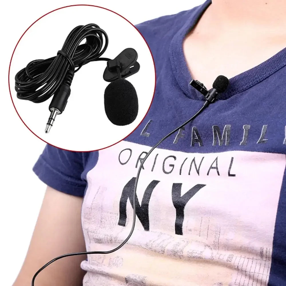 3.5mm Mini Lavalier Microphone Metal Clip Lapel Mic for Mobile Phone PC Laptop Wired Microphone for Speaking Vocal Audio