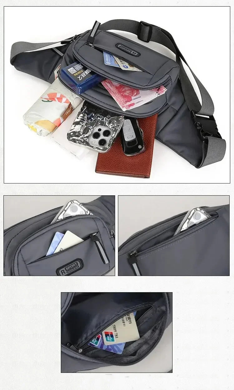 Men Canvas Fit Waistpack Mobile Fanny Waist Packs Men's Sports Outdoor Leisure Running
