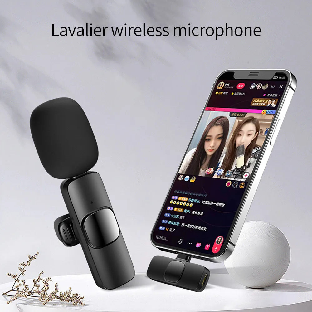 2.4G Wireless Lavalier Microphone Audio Video Recording for iPhone/iPad/Android/Xiaomi