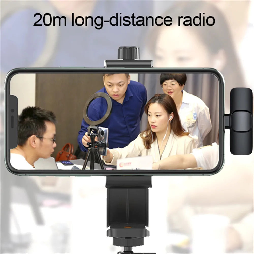 2.4G Wireless Lavalier Microphone Audio Video Recording for iPhone/iPad/Android/Xiaomi