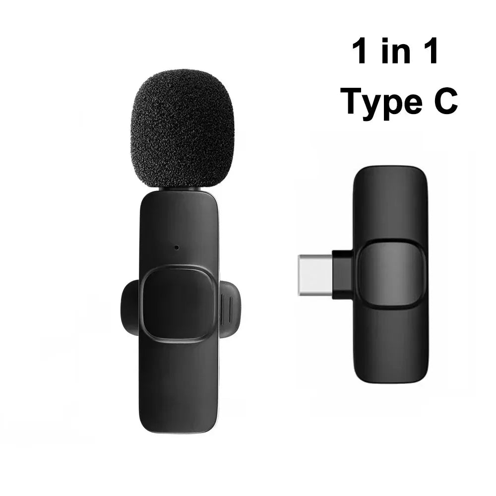 2.4G Wireless Lavalier Microphone Audio Video Recording for iPhone/iPad/Android/Xiaomi