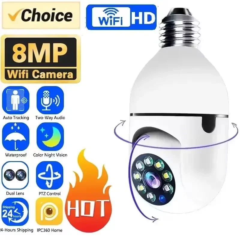 360 Light Bulb Security Camera Home Wireless Surveillance with Audio with Phone APP