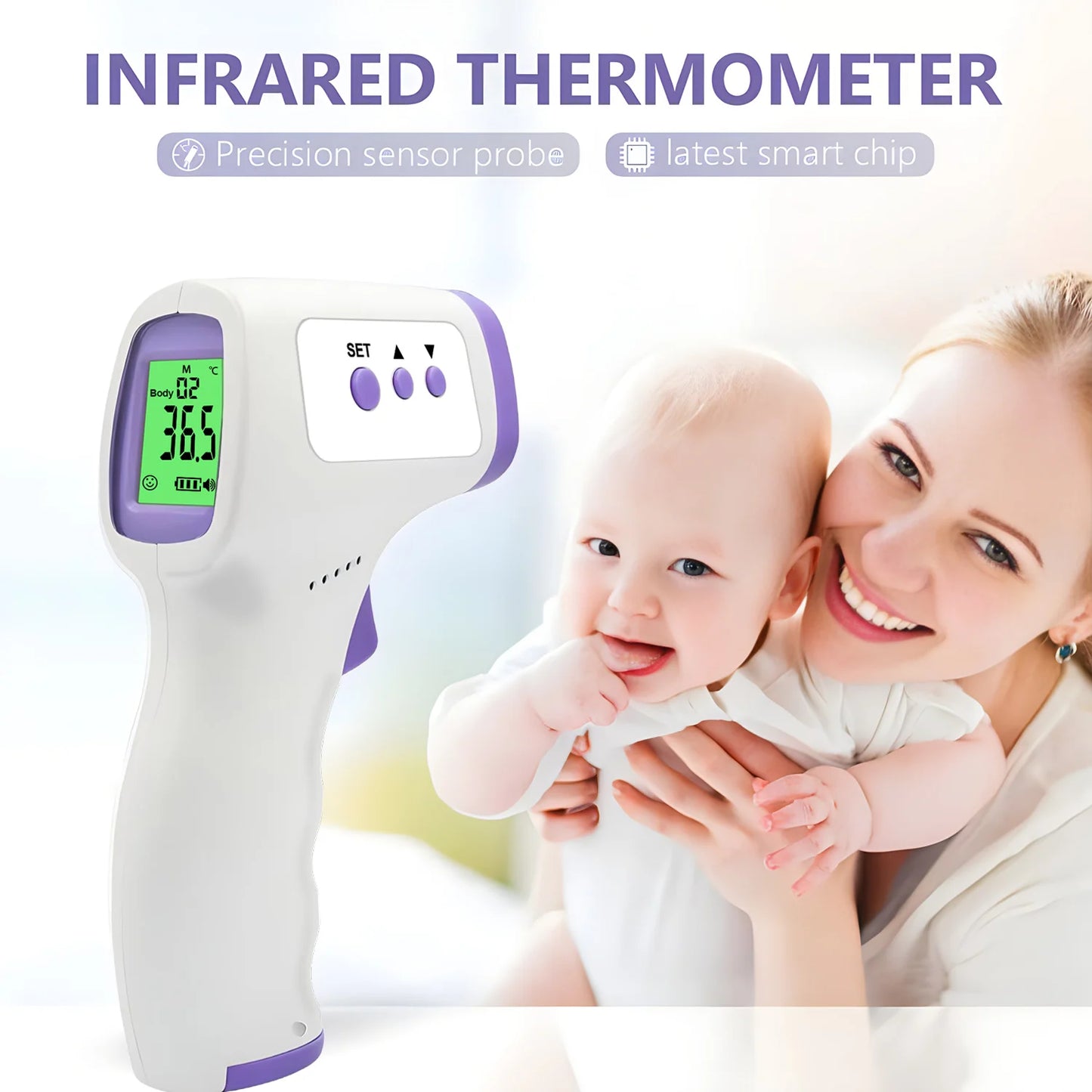 Digital Infrared Thermometer Forehead Body Non-Contact Fever Blood Oxygen