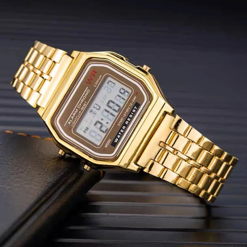 Luxury Gold Silver Sports Military Watches Men Women LED Digital