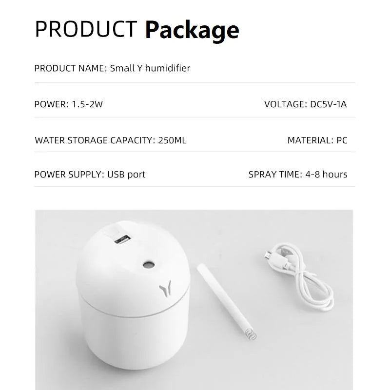 250ML USB Mini Air Humidifier Aroma Essential Oil Diffuser For Home Car Ultrasonic Mute Mist