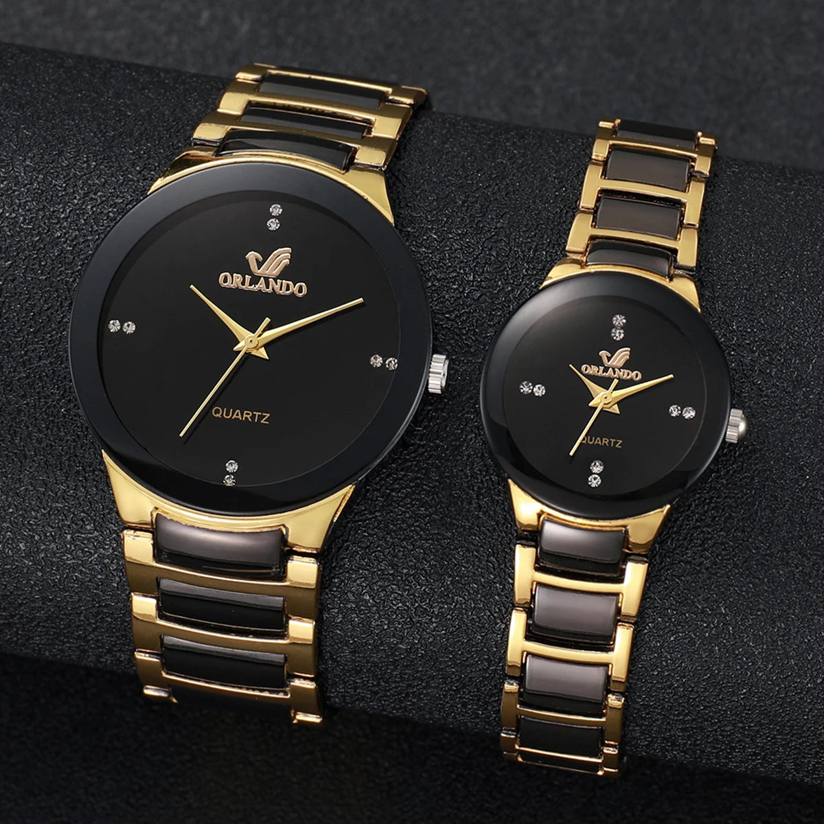 1/2PCS Couple's Watches Fashion Stainless Steel Band Men Women Analog Quartz