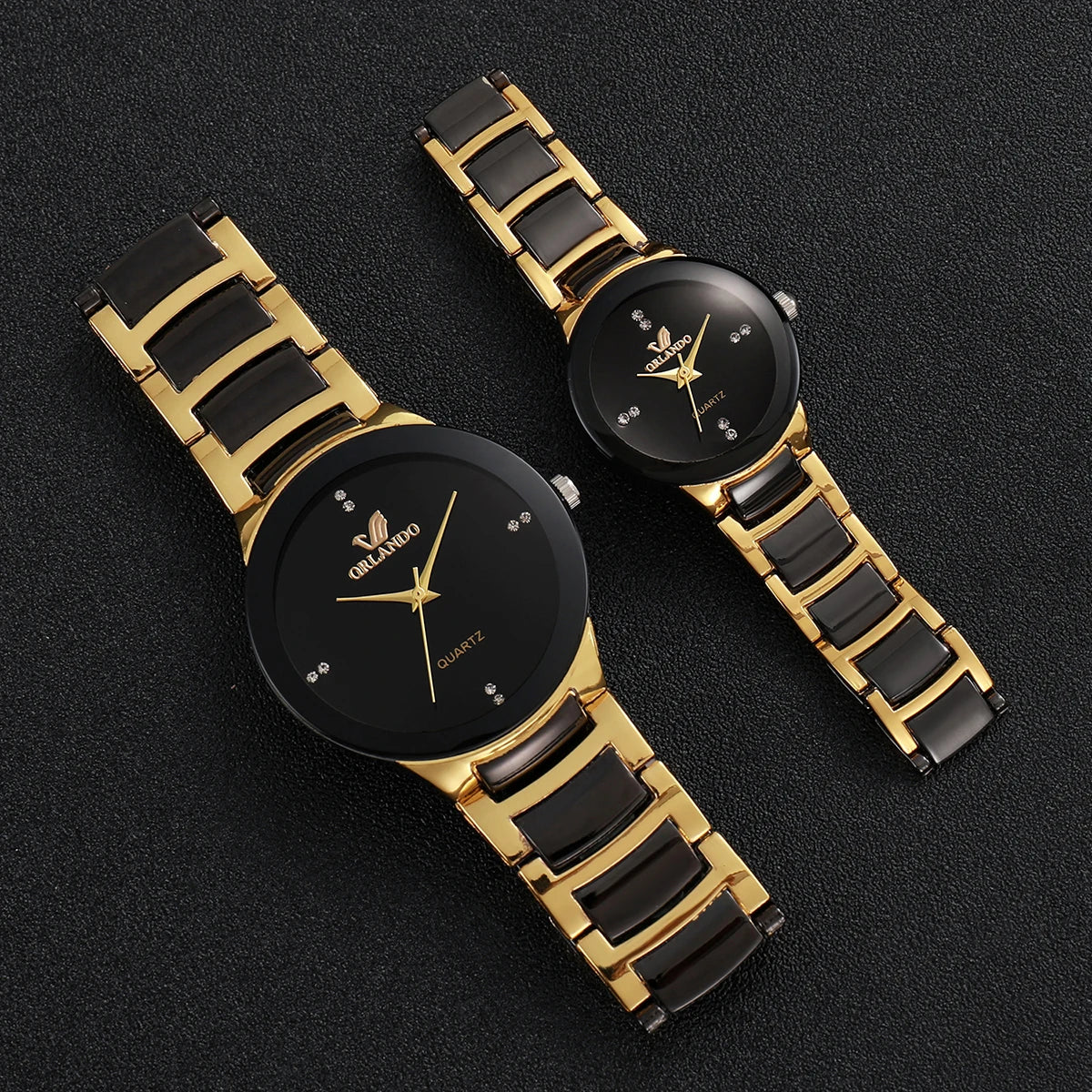 1/2PCS Couple's Watches Fashion Stainless Steel Band Men Women Analog Quartz
