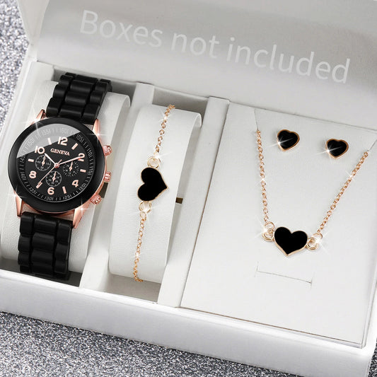 5/6PCS Women Watches Fashion Silicone Band Women Quartz Watches Gift (Without Box)