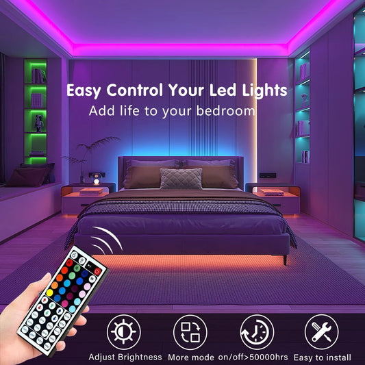 10m 20m Led Strip Lights with 44 Key Remote Control RGB Tape Led Wall Room