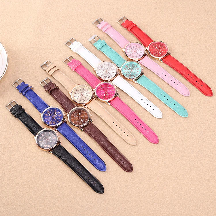 Fashionable Casual Women's Watch Geneva Double Level Belt Quartz Hand