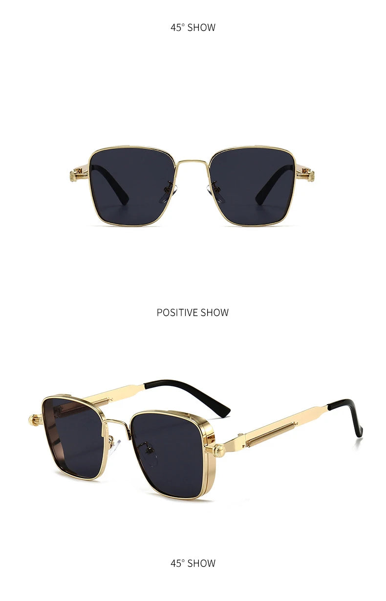 New European and American retro box edging steam punk men's sunglasses