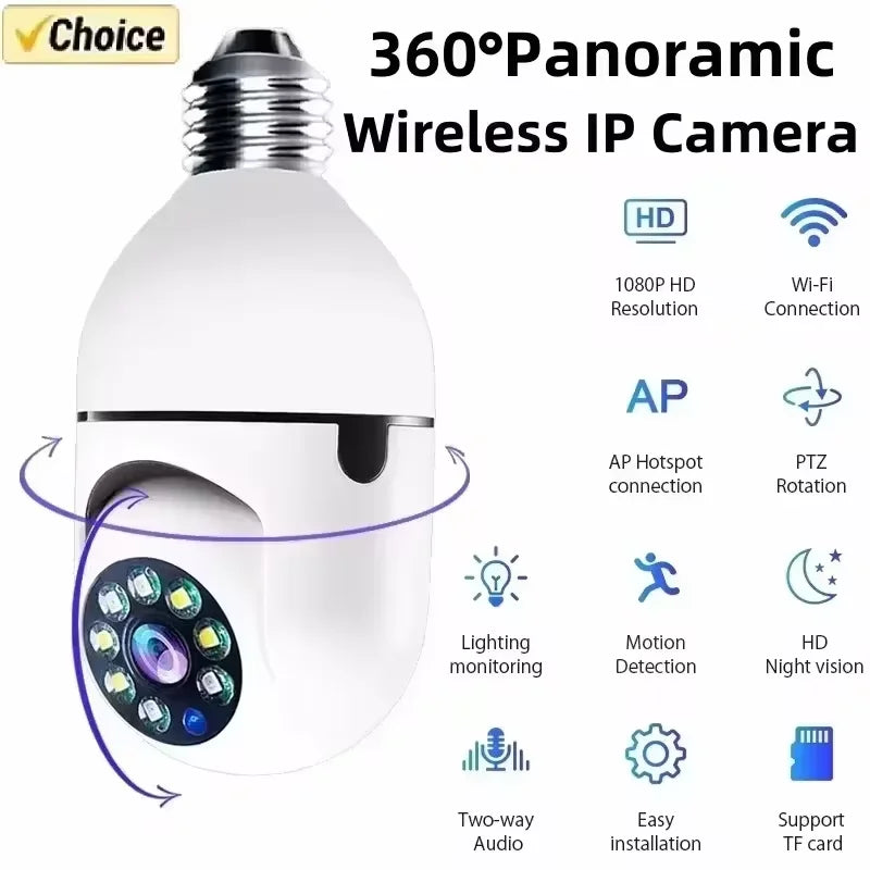 360 Light Bulb Security Camera Home Wireless Surveillance with Audio with Phone APP
