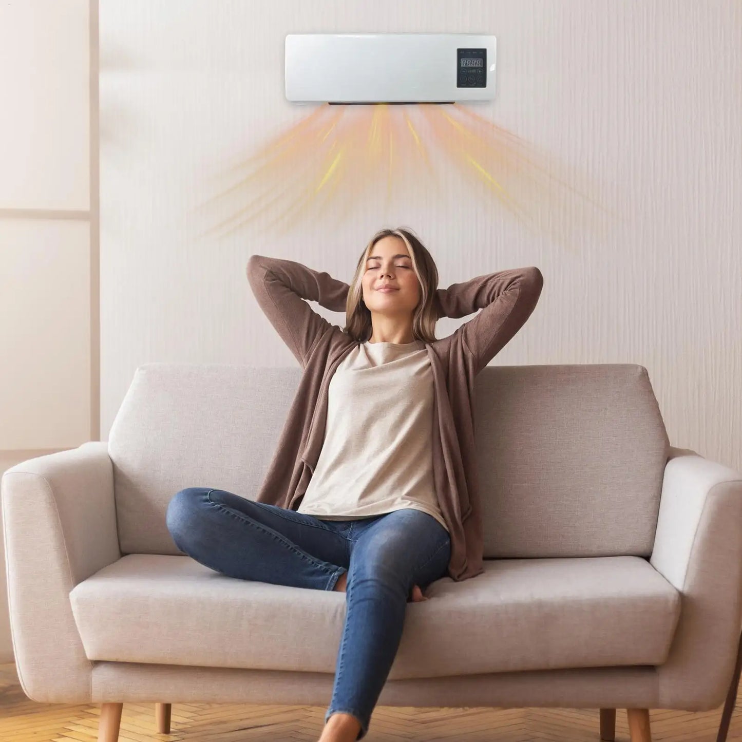 Air Conditioner Fan Wall Mounted Air Heater Remote Control Heating & Cooling Device