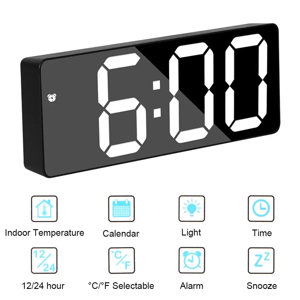 Smart Alarm Clock Screen Mirror Temperature
