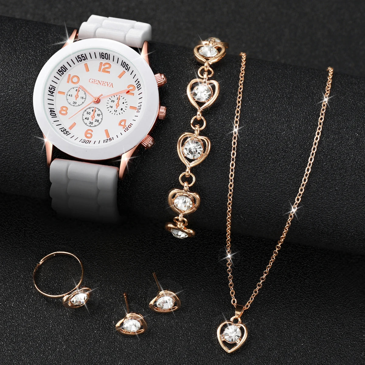 5/6PCS Women Watches Fashion Silicone Band Women Quartz Watches Gift (Without Box)
