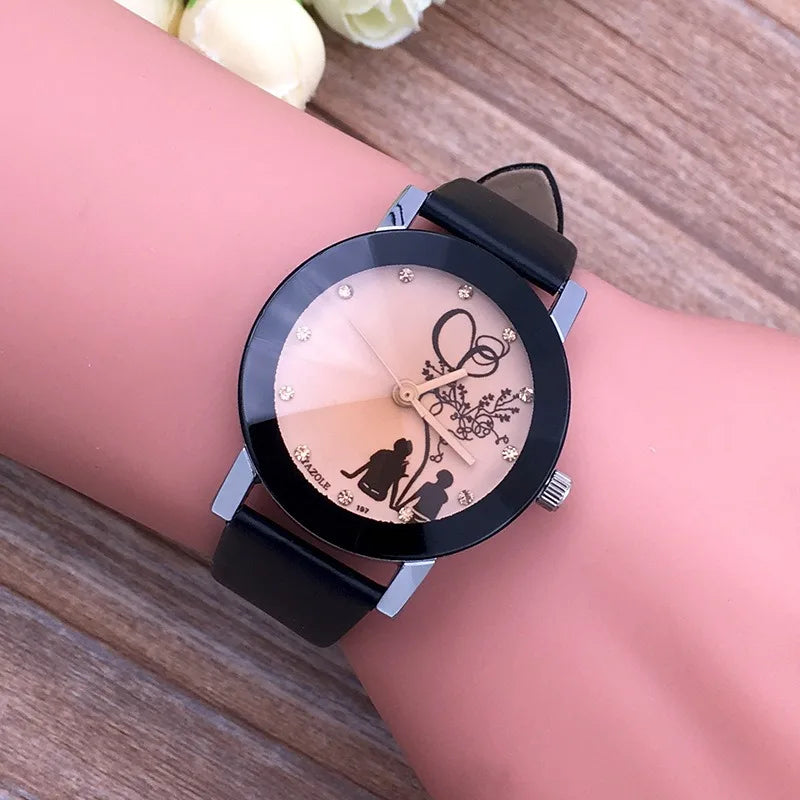 1/2PCS Fashion Quartz Watches Couple Fashion Simple Ladies Wristwatches Rhinestone Black Couple Watch Set Couple Gift