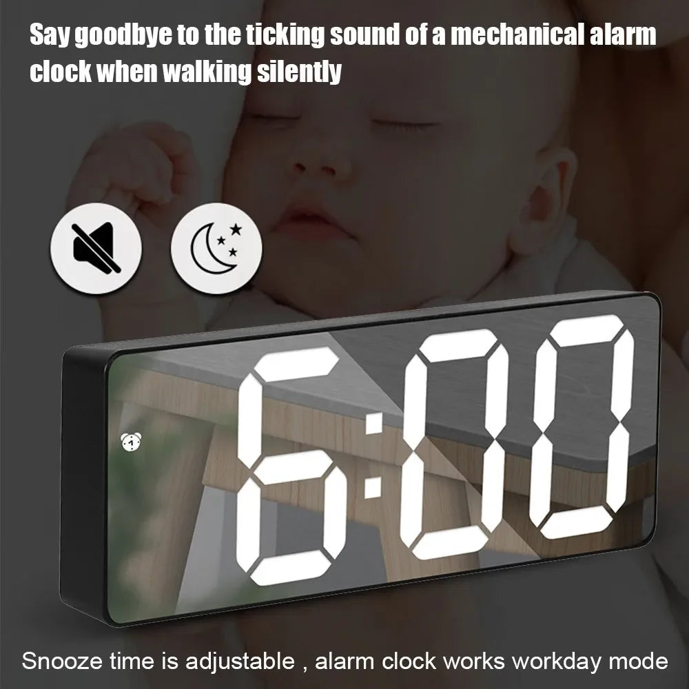 Smart Alarm Clock Screen Mirror Temperature