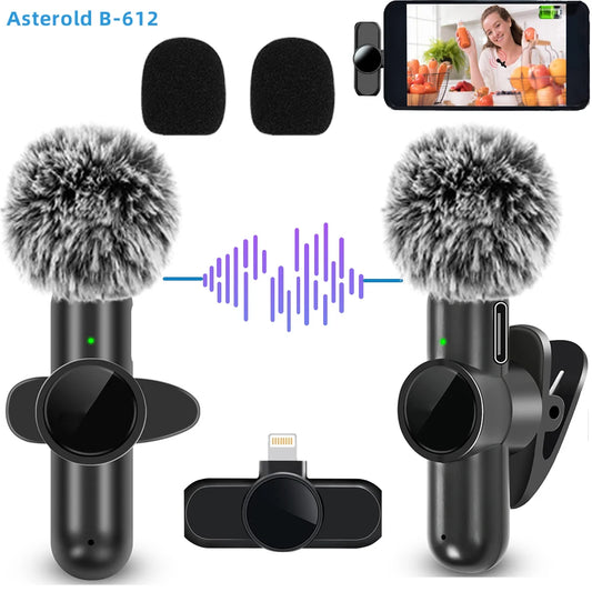 2.4G Wireless Lavalier Microphone Noise Cancelling Audio Video Recording for IPhone/iPad