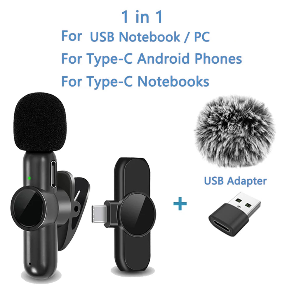 2.4G Wireless Lavalier Microphone Noise Cancelling Audio Video Recording for IPhone/iPad