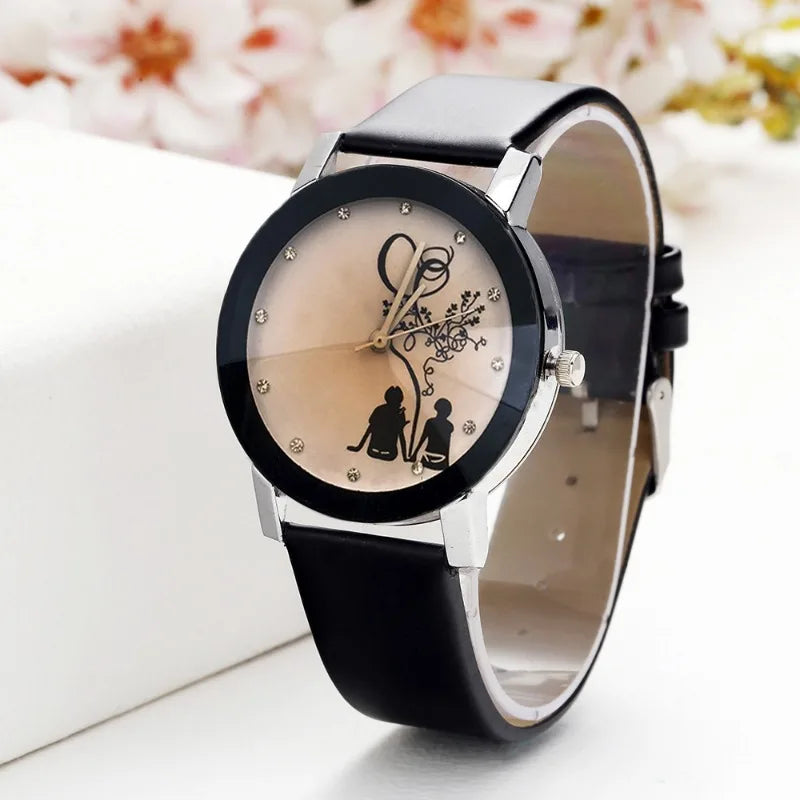 1/2PCS Fashion Quartz Watches Couple Fashion Simple Ladies Wristwatches Rhinestone Black Couple Watch Set Couple Gift