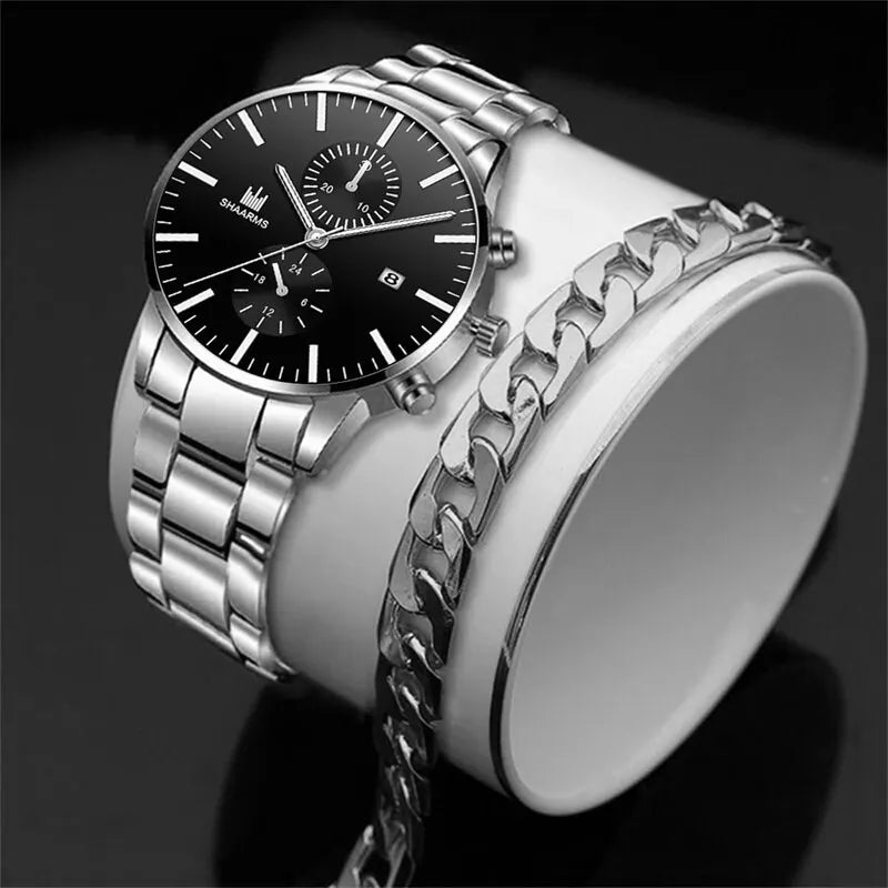 Men Fashion Quartz Watch Stainless Steel