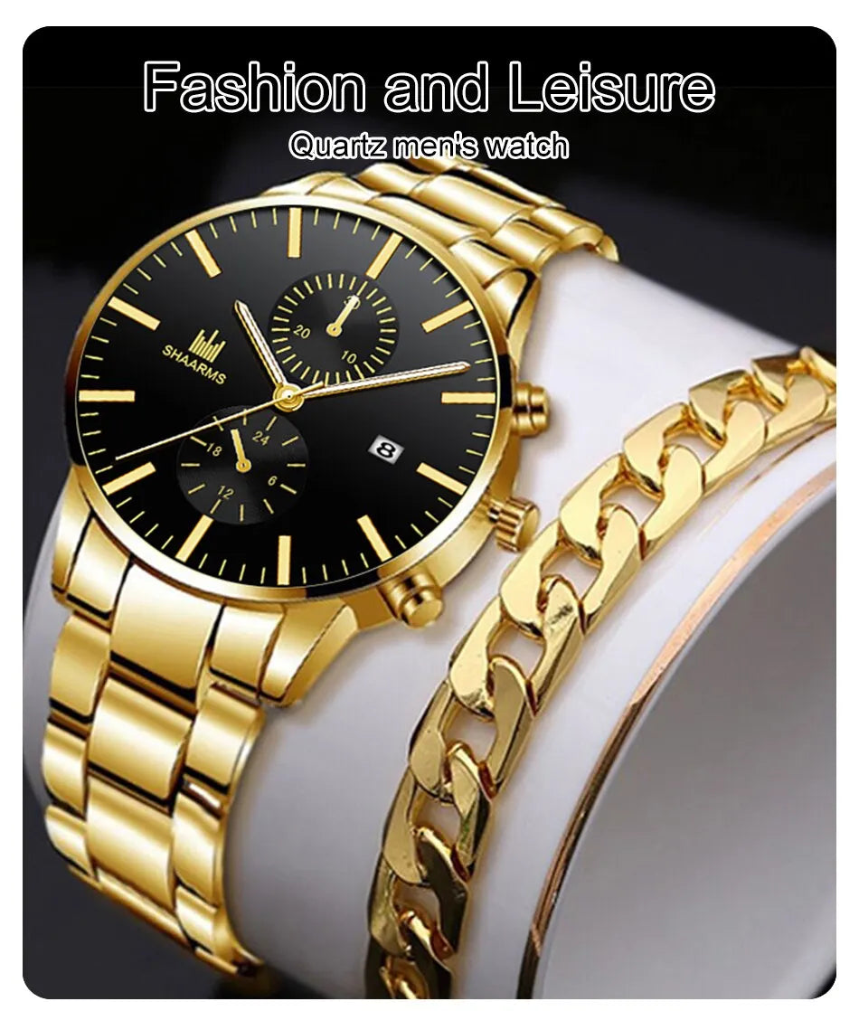 Men Fashion Quartz Watch Stainless Steel