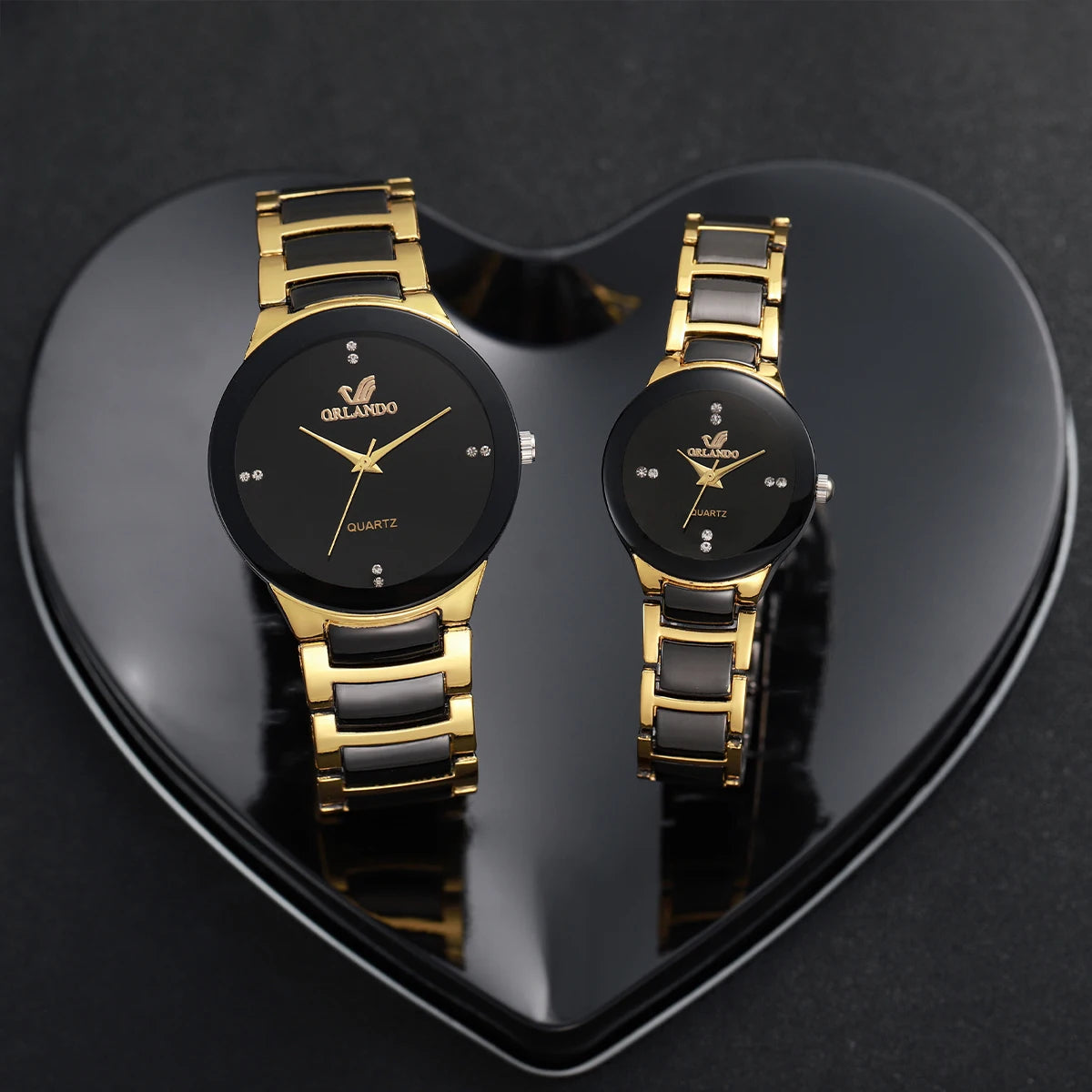 1/2PCS Couple's Watches Fashion Stainless Steel Band Men Women Analog Quartz