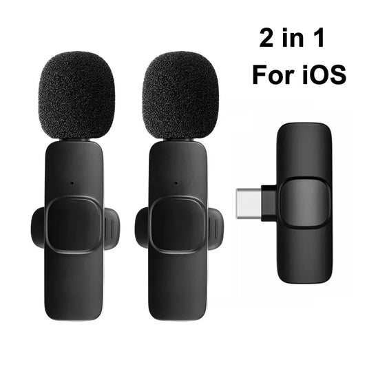 2.4G Wireless Lavalier Microphone Audio Video Recording for iPhone/iPad/Android/Xiaomi