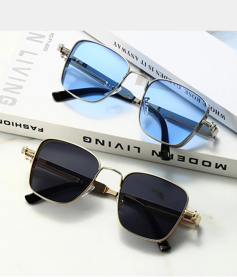 New European and American retro box edging steam punk men's sunglasses