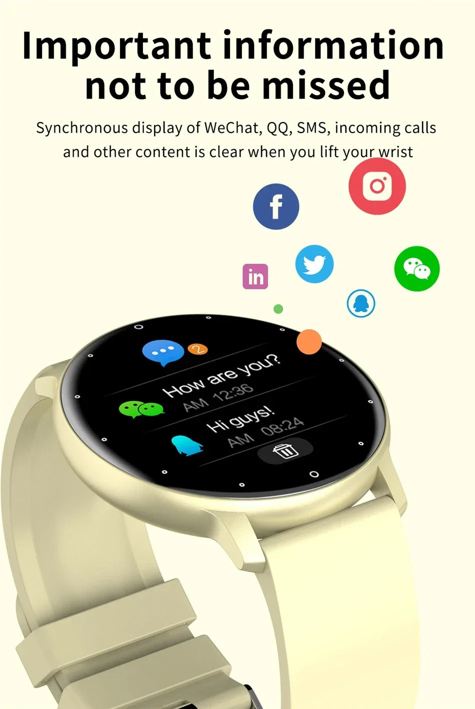 Xiaomi New Smart Watch Men Full Touch Screen Sport Fitness Watch IP67 Waterproof